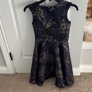Un Deux Trois Navy and Gold Floral Dress